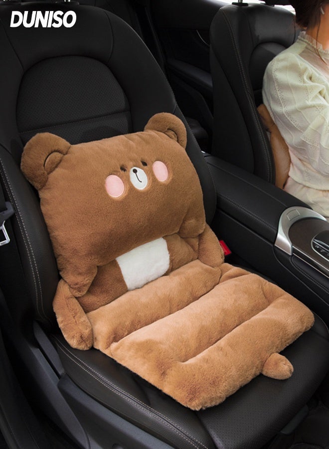 DUNISO Multiuse Plush Car plush cushion, Cartoon Bear Style Car Interior ， For Back and Lumbar Support Cushion for Car, Office Chair & Home，Soft Durable and Machine Washable ，75x40 cm - Image 1