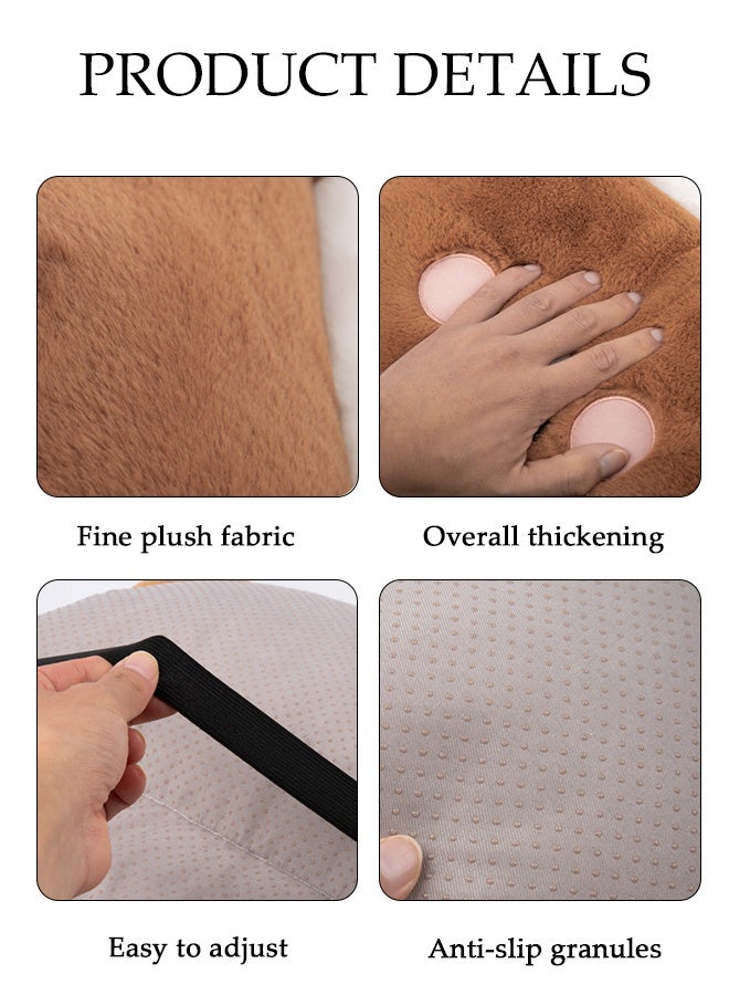 DUNISO Multiuse Plush Car plush cushion, Cartoon Bear Style Car Interior ， For Back and Lumbar Support Cushion for Car, Office Chair & Home，Soft Durable and Machine Washable ，75x40 cm - Image 5