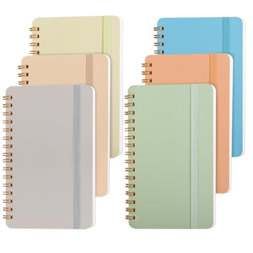 Azureal 6 PCS Small Spiral Notebook 4x6, Notebooks for Note Taking, Colorful Scheme Spiral Journal Notebook, Work Notebook Small Notebooks 4x6 with Strap, Cute Notebooks for Women 50Sheets/Note Books - Image 1