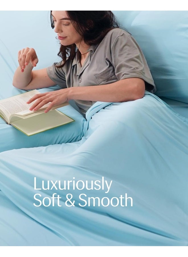 Rest REST® Evercool®+ Flat Sheet, Silver Infused Cooling Bedding for Hot Sleeper and Night Sweat, Smooth Top Sheet, Machine Washable, for Fresh and Hygienic Sleep (Light Blue, Queen/Full)  - Image 3