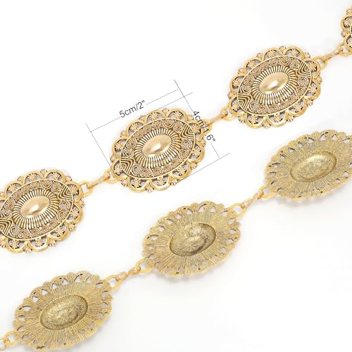 WHIPPY Women Concho Chain Belt Metal Link Western Cowgirl Turquoise Chain Belt for Dress - Image 4