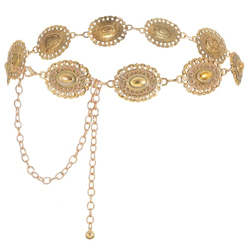 WHIPPY Women Concho Chain Belt Metal Link Western Cowgirl Turquoise Chain Belt for Dress - Image 1