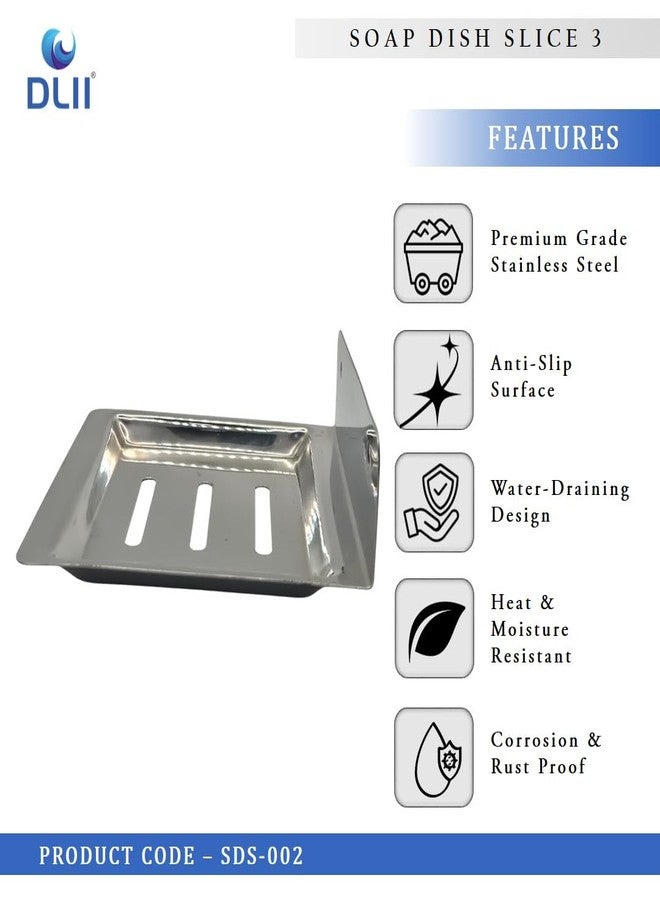 DLII® Premium Stainless Steel Soap Dish Holder | Wall-Mounted, Rust-Resistant, Sleek Space-Saving Design | Bathroom & Kitchen Soap Stand - Pack of 1 - Image 3