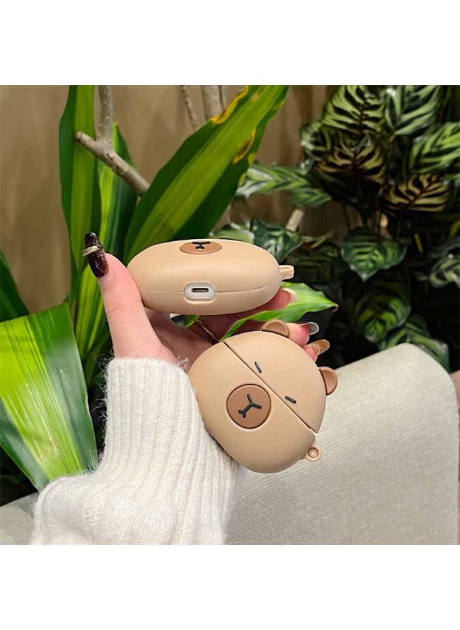 Generic - Cute Capybara Airpods Pro For Apple 2/3 Generation Wireless Bluetooth Headphone Shell Cartoon Protective Cover Capibara-Color:Three-dimensional Capybara + Hook-Applicable Models:Universal For AirPods 1/2 Generation - Image 1