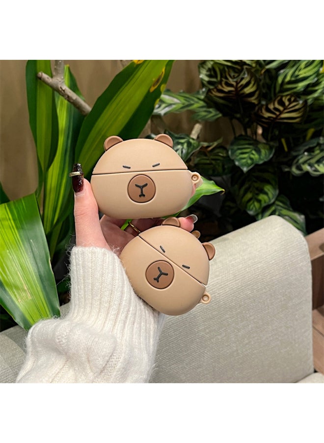 Generic - Cute Capybara Airpods Pro For Apple 2/3 Generation Wireless Bluetooth Headphone Shell Cartoon Protective Cover Capibara-Color:Three-dimensional Capybara + Hook-Applicable Models:Universal For AirPods 1/2 Generation - Image 1