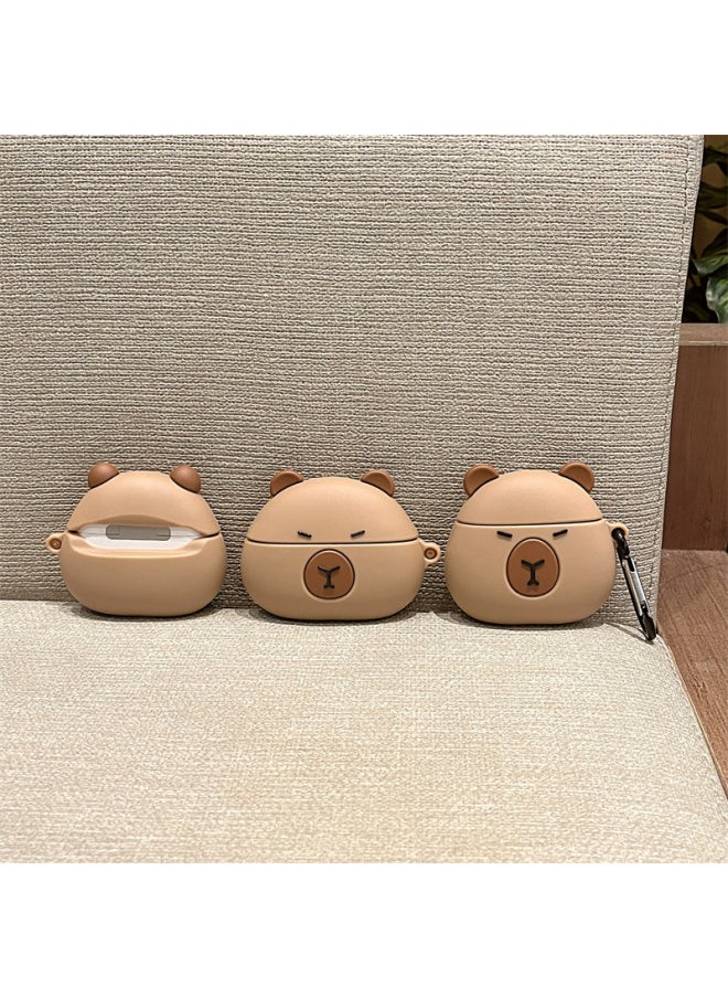 Generic - Cute Capybara Airpods Pro For Apple 2/3 Generation Wireless Bluetooth Headphone Shell Cartoon Protective Cover Capibara-Color:Three-dimensional Capybara + Hook-Applicable Models:Universal For AirPods 1/2 Generation - Image 1