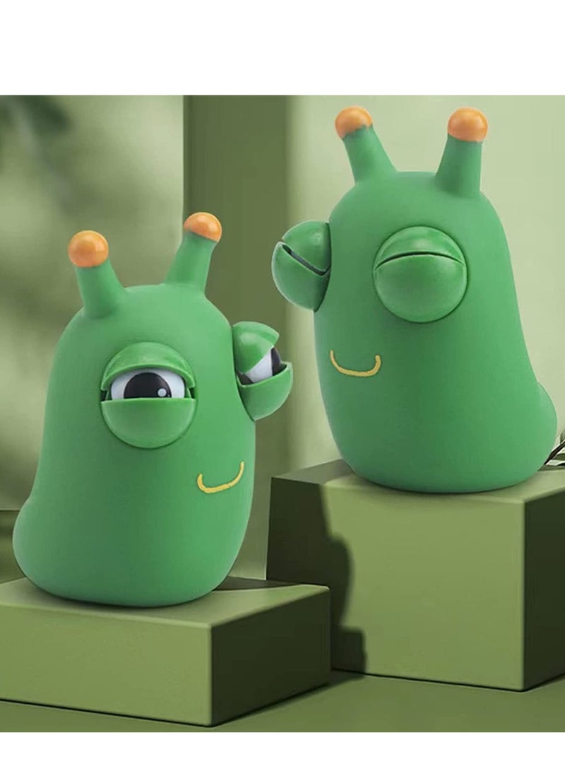 Excefore Funny Squeeze Caterpillar Toy Green Eye Stress Relief Relieve Anxiety Portable Grass Worm Pinch Toy for Autism Hyperactivity Kids Adult Party Gifts Prize Desk Decoration 4PCS - Image 5