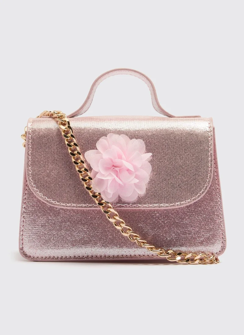 Matalan Girls Pink Glitter Flower Bag