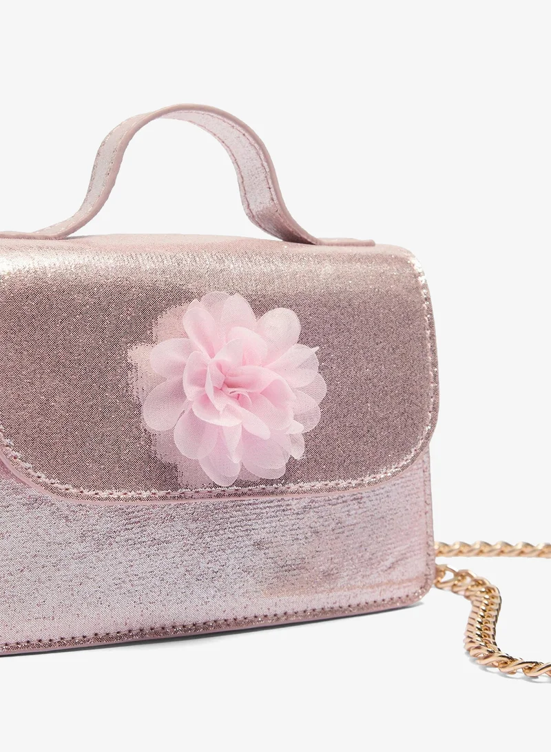 ماتلان Girls Pink Glitter Flower Bag