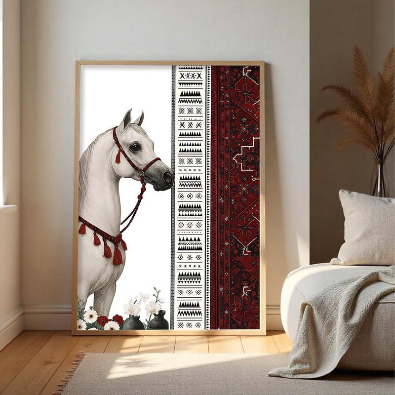 ماركتنا لوحة قماشية بتصميم الفن النجدي مع برواز مجوف مقاس (40×60) قطعة واحدة - Image 2