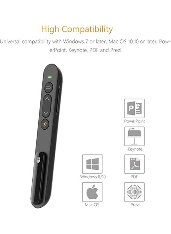 General - Presentation Remote, Wireless Presenter Remote with Red Light, Hyperlink, Volume Control - 2.4GHz PowerPoint Remote for PPT/Keynote/OpenOffice/Windows/MAC OS - Image 1