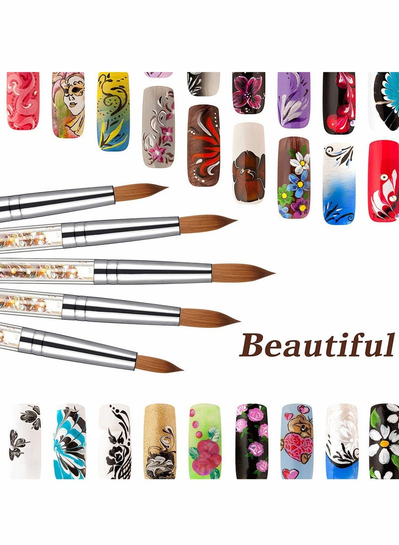 KASTWAVE Acrylic Nail Brush, Sable Hair Round Oval Professional Nail Art Painting Brush With Special Liquid Glitter Handle (1 Pcs) - Image 4