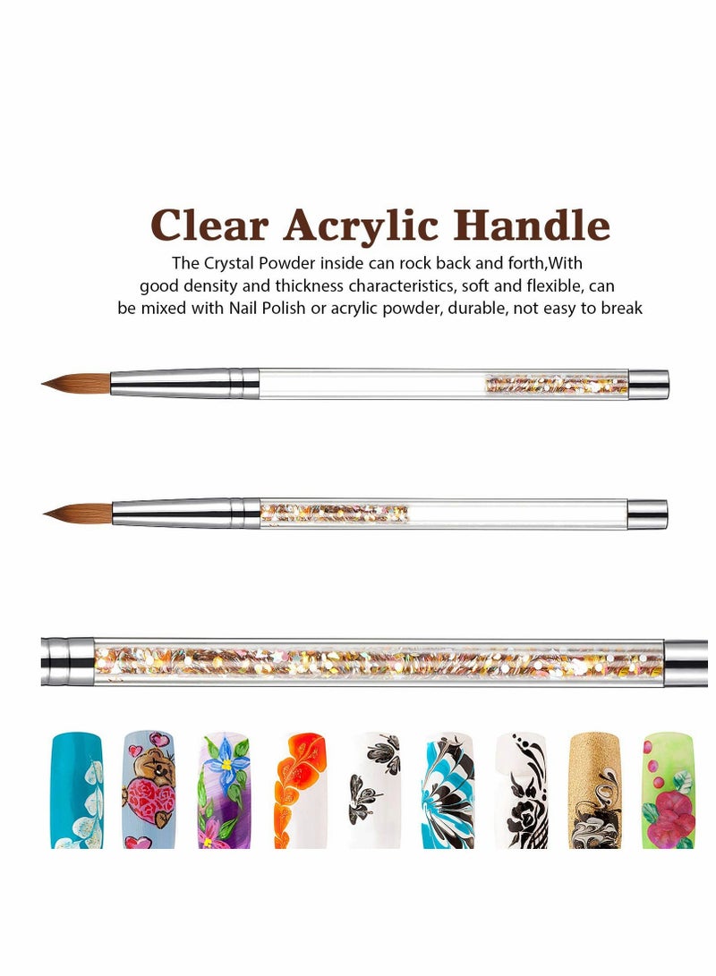 KASTWAVE Acrylic Nail Brush, Sable Hair Round Oval Professional Nail Art Painting Brush With Special Liquid Glitter Handle (1 Pcs) - Image 3