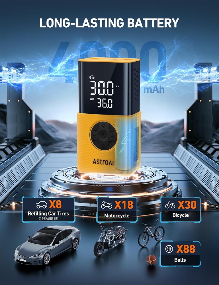 AstroAI Tire Inflator 150 PSI Portable Air Compressor Cordless Air Pump - Image 2