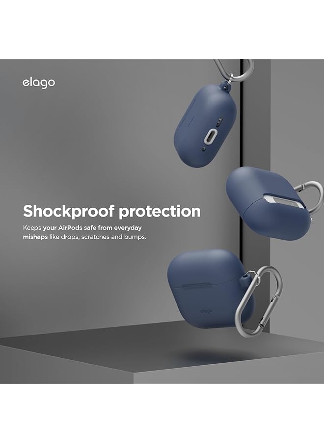 Elago Silicone Hang Compatible With Airpods 4 Case Cover 2024 With Carabiner Jean Indigo - Image 4