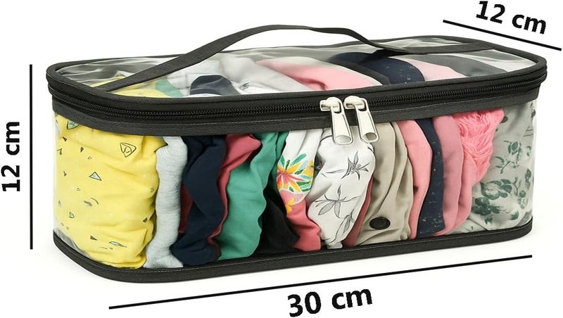 GROFFY Plastic Drawer Organizers for Underwear, Innerwear Legging Dupatta Storage Organizer Bag Pouch, Wardrobe Organizer and Space Saver,Undergarment Organiser (SET OF 2), Clear - Image 2