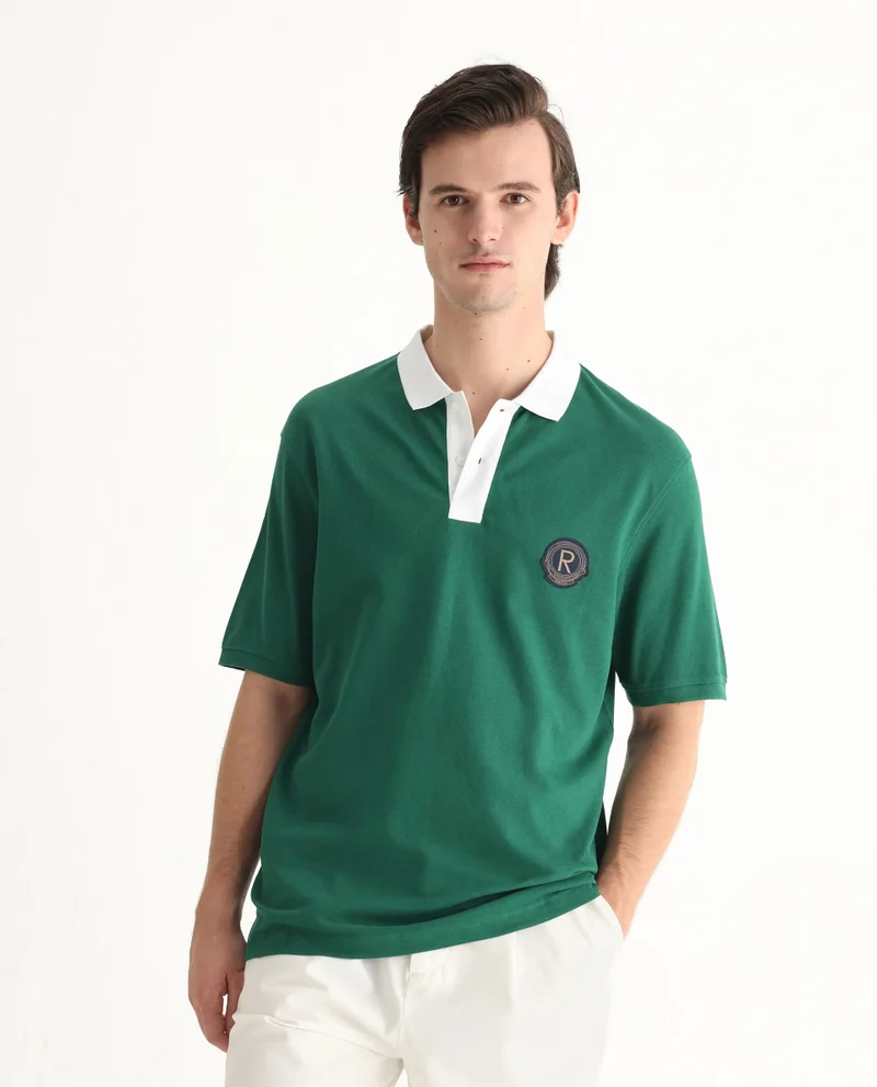 Rare Rabbit Men's Contrasting Collar Applique Badge Polo