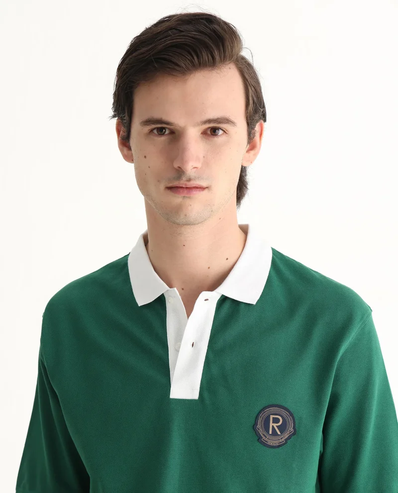 Rare Rabbit Men's Contrasting Collar Applique Badge Polo