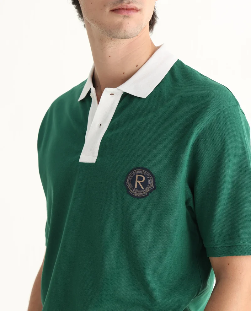 Rare Rabbit Men's Contrasting Collar Applique Badge Polo