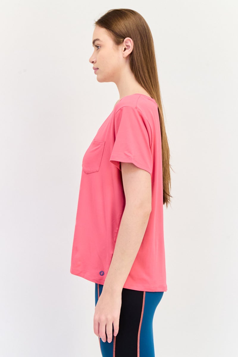 SKECHERS Women Sportswear Fit Short Sleeve Outdoor T-Shirt, Pink - Image 3