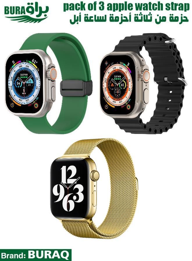 BURAQ Apple Watch Band Strap For Apple Watch Ultra 2/Ultra 49mm, Series 10 46mm, 9/8/7 45mm, SE2/SE/6/5/4 44mm, 3/2/1 42mm 