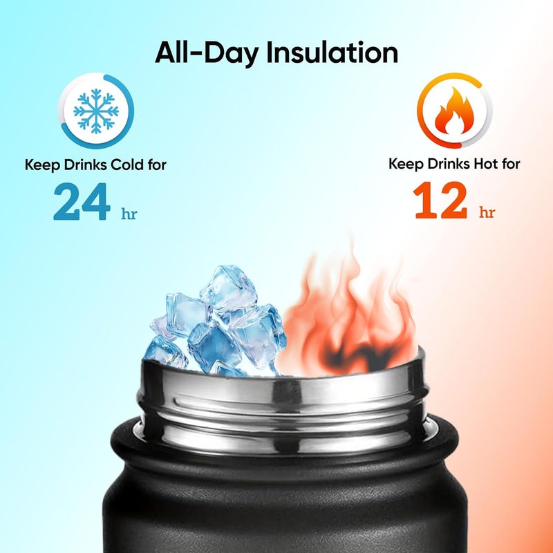SOLARA Insulated Water Bottle 650ml, Hot Water Bottle, Thermosteel Water Bottles for Travel, Home, Office, School, Gym, Adults, Water Bottle Hot and Cold, Sipper Bottle, Black Knight - Image 3