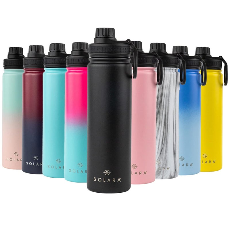 SOLARA Insulated Water Bottle 650ml, Hot Water Bottle, Thermosteel Water Bottles for Travel, Home, Office, School, Gym, Adults, Water Bottle Hot and Cold, Sipper Bottle, Black Knight - Image 1
