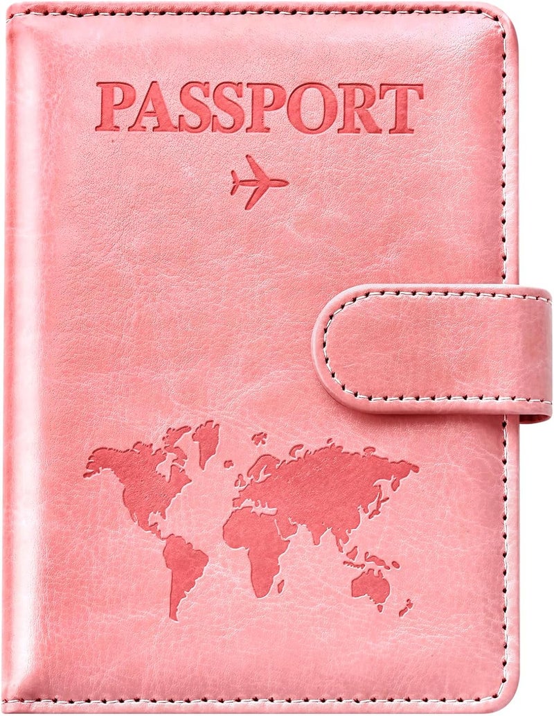 Eoehro Passport Holder for Travel Essentials, Passport Wallet Cover Case for Travel Must Haves Accessories,Passport Book Holders for Women and Men(Bright Pink) - Image 1