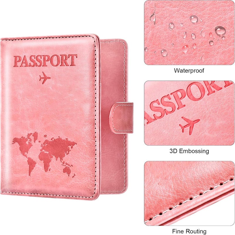 Eoehro Passport Holder for Travel Essentials, Passport Wallet Cover Case for Travel Must Haves Accessories,Passport Book Holders for Women and Men(Bright Pink) - Image 5