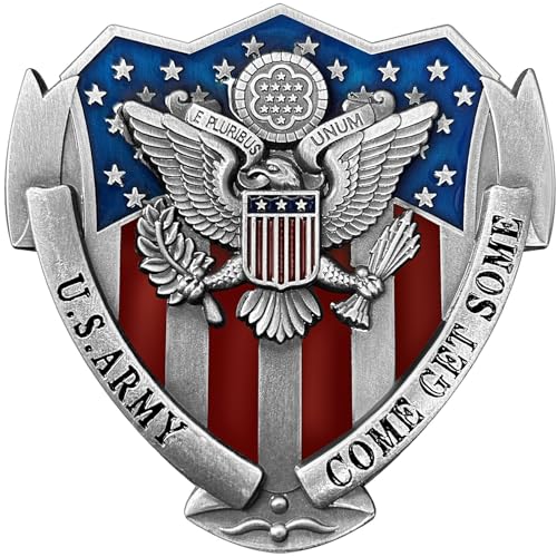 LWQLZY US Army Veteran Metal Car Emblem 3D Decals Shield Shape with Eagle, Enamel American Flag, 3M Adhesive, Car Medal Gift for Veterans and Military Supporters (US Army) - Image 1