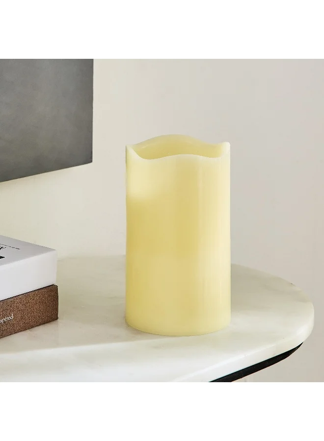 Home Box Luna LED Flameless Ivory Wax Candle with Vanilla Scent and Flickering - 12x20 cm