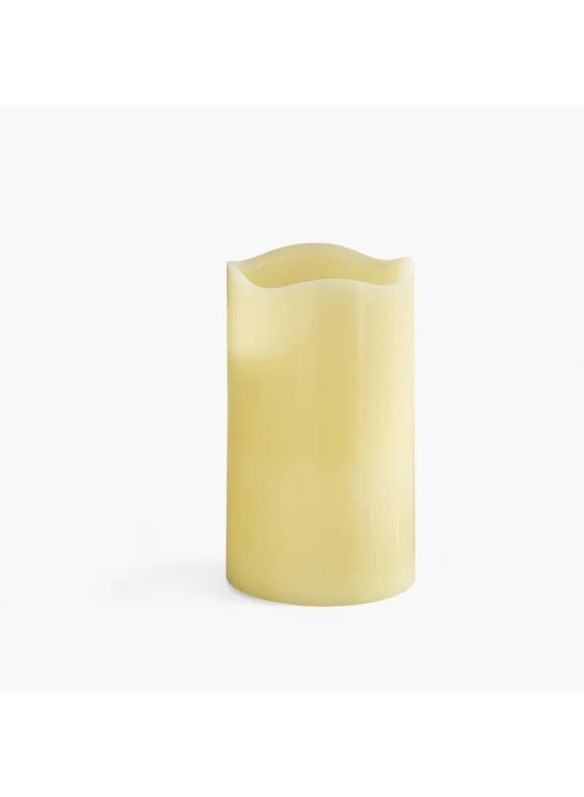 Home Box Luna LED Flameless Ivory Wax Candle with Vanilla Scent and Flickering - 12x20 cm