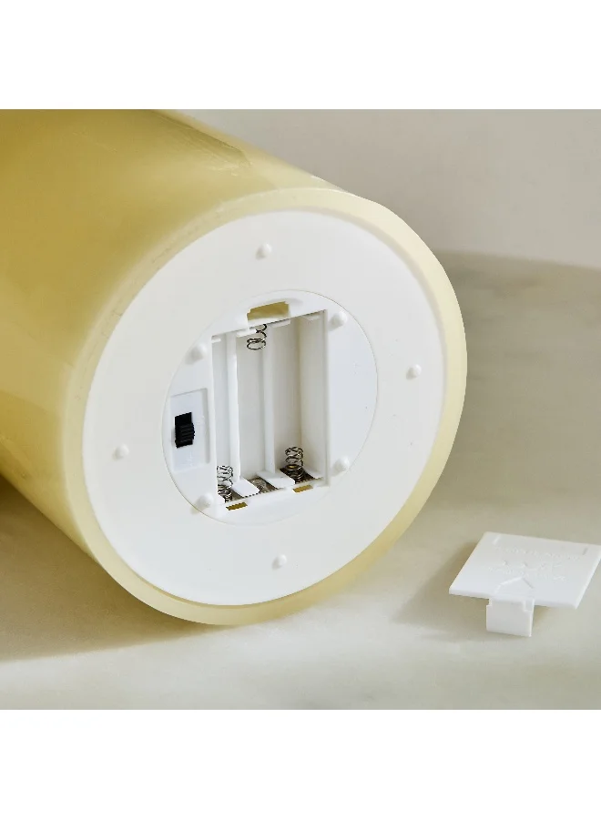Home Box Luna LED Flameless Ivory Wax Candle with Vanilla Scent and Flickering - 12x20 cm