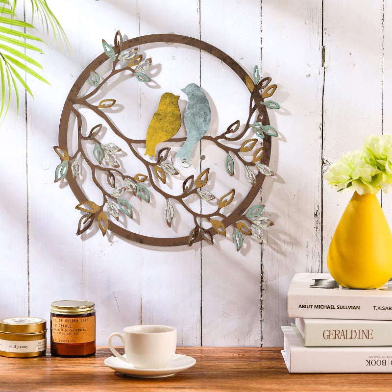 Ferraycle Metal Wall Art Bird on Tree Branch Silhouette Bird Art Decor for Living Room Garden Bedroom Office Home Wall Housewarming Party Decor(Trendy Color) - Image 3