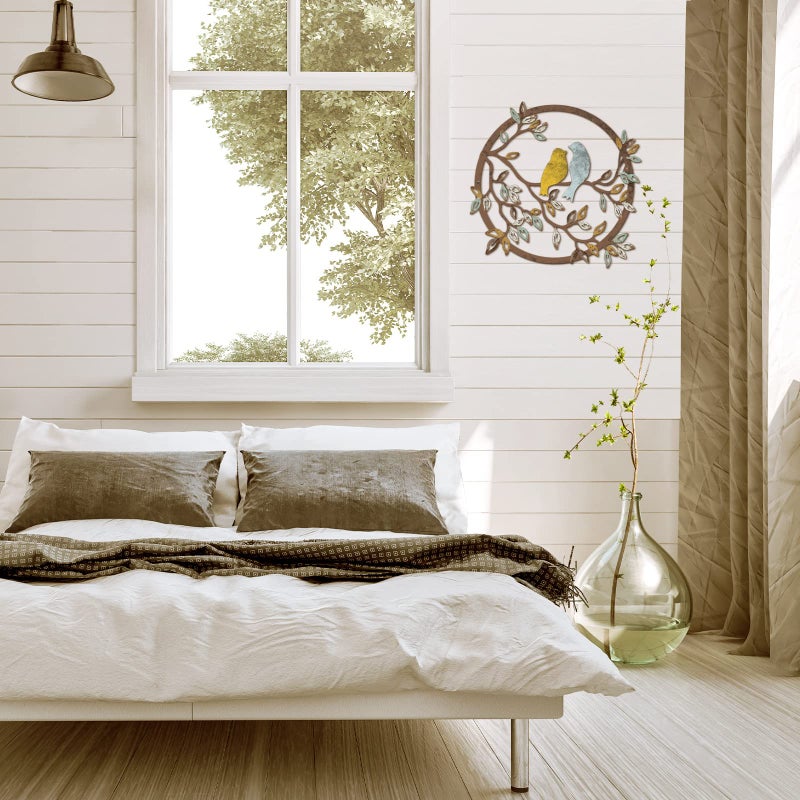 Ferraycle Metal Wall Art Bird on Tree Branch Silhouette Bird Art Decor for Living Room Garden Bedroom Office Home Wall Housewarming Party Decor(Trendy Color) - Image 5