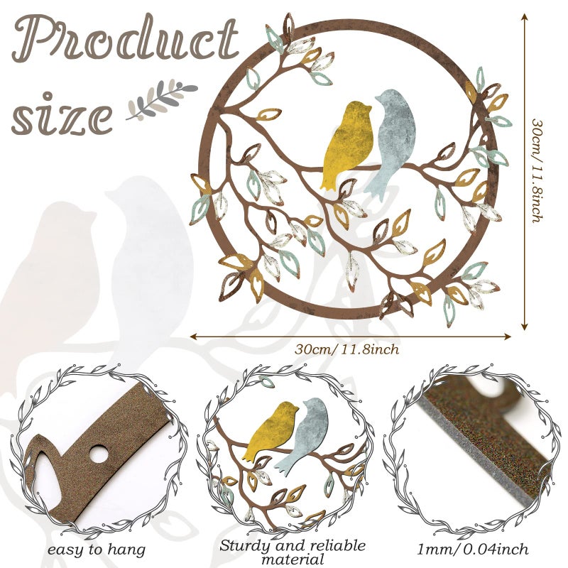 Ferraycle Metal Wall Art Bird on Tree Branch Silhouette Bird Art Decor for Living Room Garden Bedroom Office Home Wall Housewarming Party Decor(Trendy Color) - Image 2