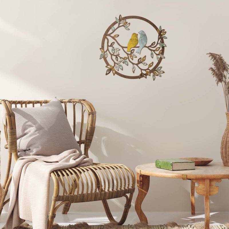 Ferraycle Metal Wall Art Bird on Tree Branch Silhouette Bird Art Decor for Living Room Garden Bedroom Office Home Wall Housewarming Party Decor(Trendy Color) - Image 4