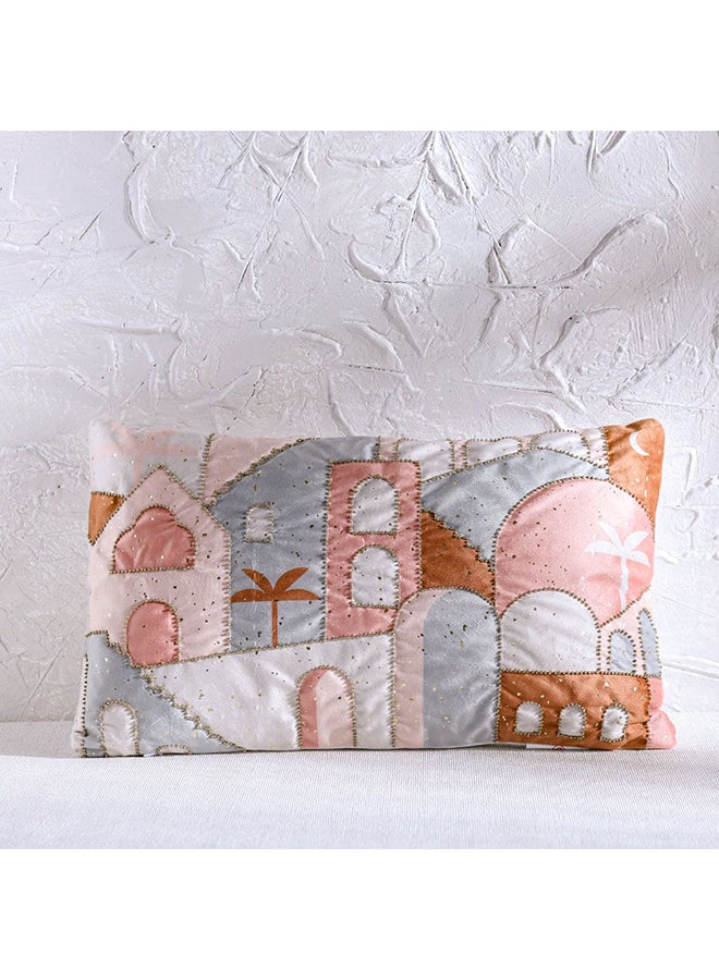 Danube Home Gleam Oasis Print Velvet Cushion Cover with Foil - Multicolor - 30x50 cm | Velvet Couch Pillow Cover For Living Room, Bed Room 811500137750 - Image 1