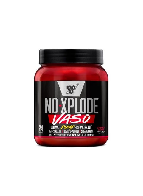 N.O.-XPLODE Vaso Pre Workout Powder with 8g of L-Citulline and 3.2g Beta-Alanine and Energy, Flavor: Cherry Bomb, 24 Servings