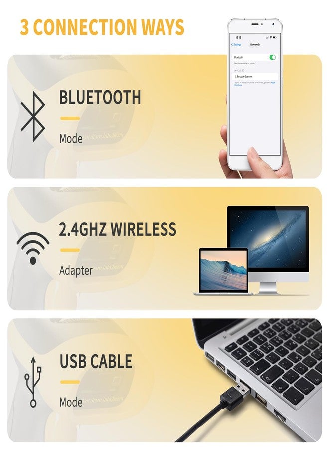 NetumScan Bluetooth QR Barcode Scanner, 3 in 1 Automatic Wireless 1D 2D Barcode Reader USB Image Code Scanner for Store, Warehouse POS, Computer, Tablet, iPad, iPhone, Android - Image 2