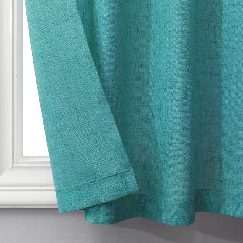 Pitalk Teal Linen Blend Tier Curtains for Kitchen Back Tab Width 30x24 Length - Image 5