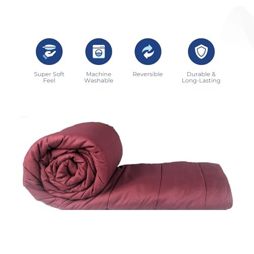 Zinnia لحاف زينيا فائق النعومة من الألياف الدقيقة قابل للعكس - مزدوج 230 × 255 سم، بنفسجي فاتح ونبيذي (صلب - داكن) - Image 5