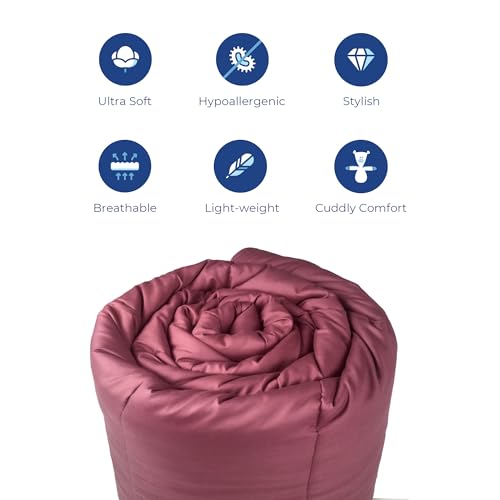 Zinnia لحاف زينيا فائق النعومة من الألياف الدقيقة قابل للعكس - مزدوج 230 × 255 سم، بنفسجي فاتح ونبيذي (صلب - داكن) - Image 3