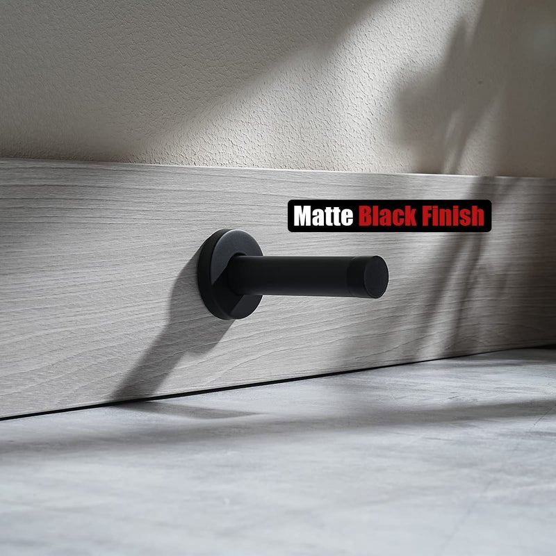 JQK Door Stopper Black, 304 Stainless Steel Thicken 1mm Sound Dampening Door Stop Bumper Wall Protetor 2 Pack, Matte Black, DSB5-PB-P2 - Image 5