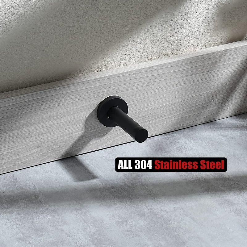 JQK Door Stopper Black, 304 Stainless Steel Thicken 1mm Sound Dampening Door Stop Bumper Wall Protetor 2 Pack, Matte Black, DSB5-PB-P2 - Image 4
