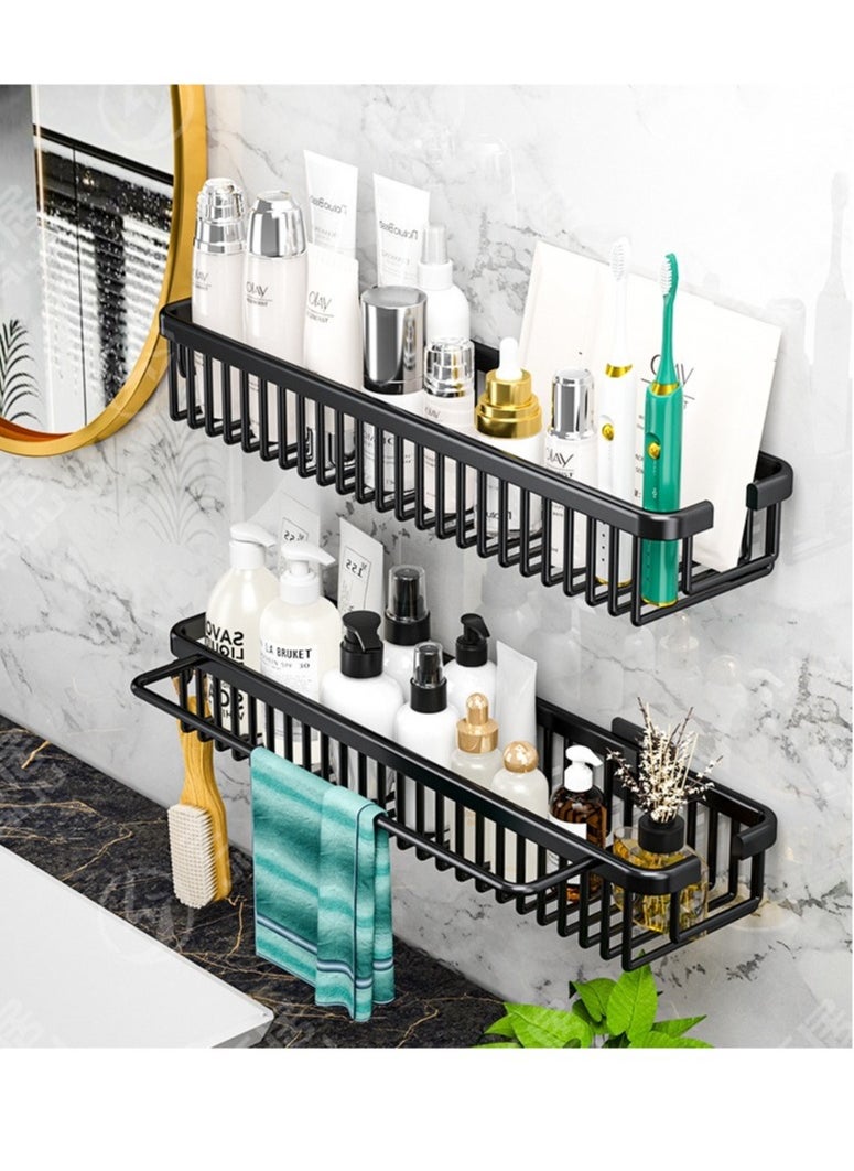 MIXDE 2-Piece No Drilling Wall Mounted Stainless Steel Bathroom Shower Shelf Floating Shelves  - Image 2