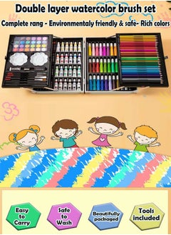 ZCM-HAPPY Deluxe 145-Piece Double Layer Aluminum Box Brush Drawing Painting Set - Student Watercolor Pen and Children's Graffiti Gift Box (Pink Unicorn Horse)  - Image 3
