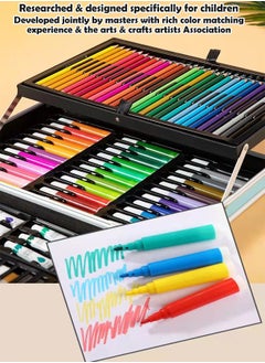 ZCM-HAPPY Deluxe 145-Piece Double Layer Aluminum Box Brush Drawing Painting Set - Student Watercolor Pen and Children's Graffiti Gift Box (Pink Unicorn Horse)  - Image 4