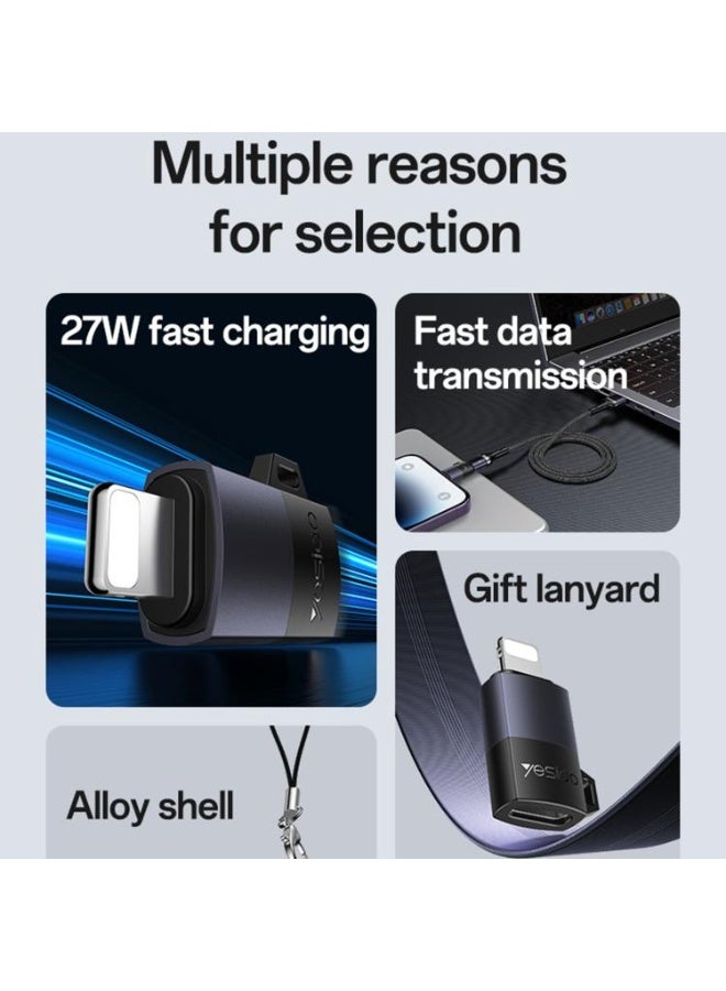 Yesido GS27 Type-C Female to 8 Pin Male Charging Adapter(Black) - Image 3