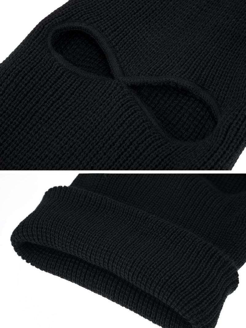 SATINIOR 2-Hole Knitted Ski Mask Full Face Mask Cover Neck Gaiter Winter Balaclava Warm Knit Beanie for Outdoor Sports(Medium,Black) - Image 5